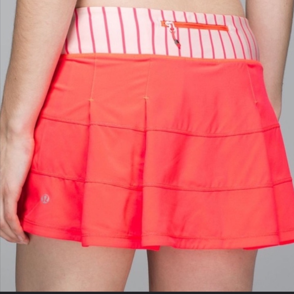 Lululemon Pace Rival Skirt II Coral Stripes Size 10